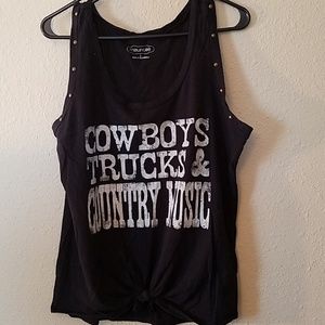Black "Cowboys Trucks and Country Music" tank top